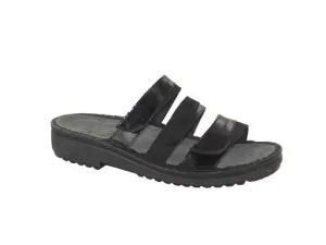 Naot Women's Adonica Three Strap Sandals- Black Nubuck/ Black Luster