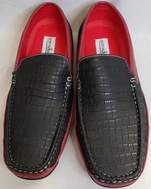 Noah -- Men's Moccasin Casual Slip-on -- Black/Red