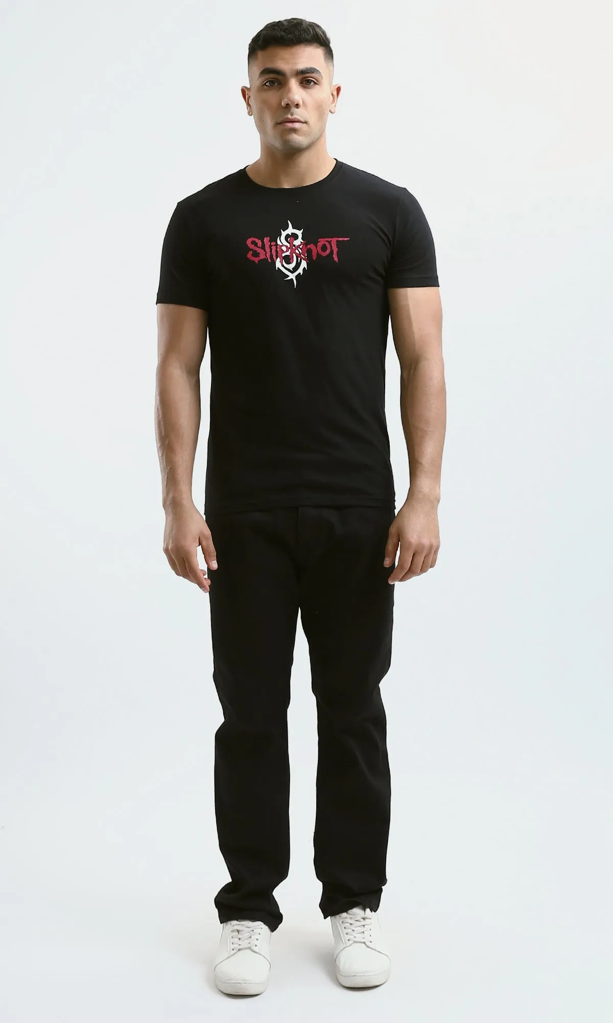 O182443 "Slipknot" Print Black Short Sleeves Tee