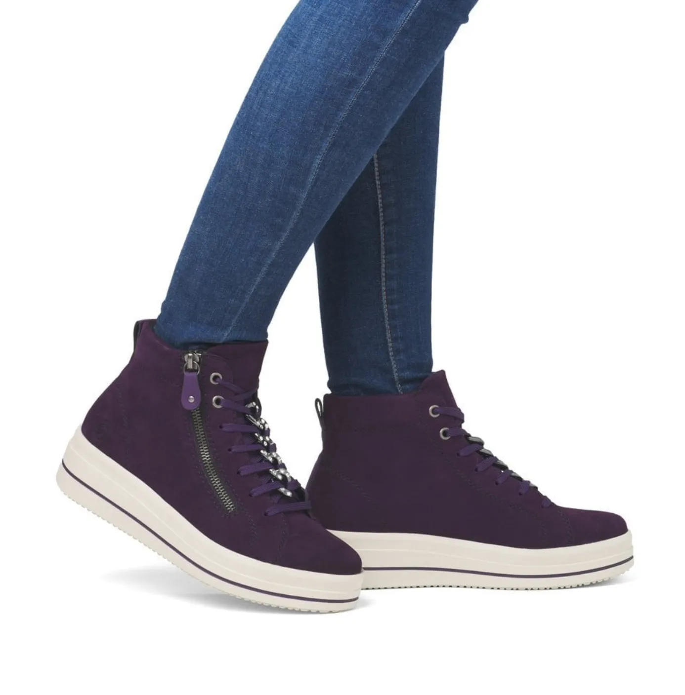 Remonte Womens High Top Trainers - Purple