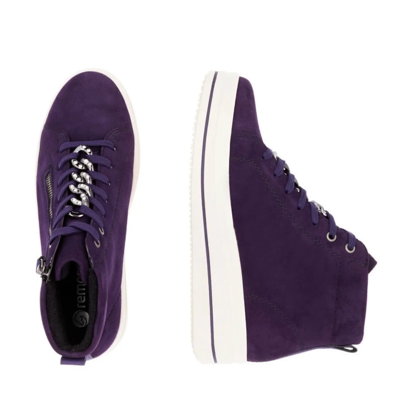 Remonte Womens High Top Trainers - Purple