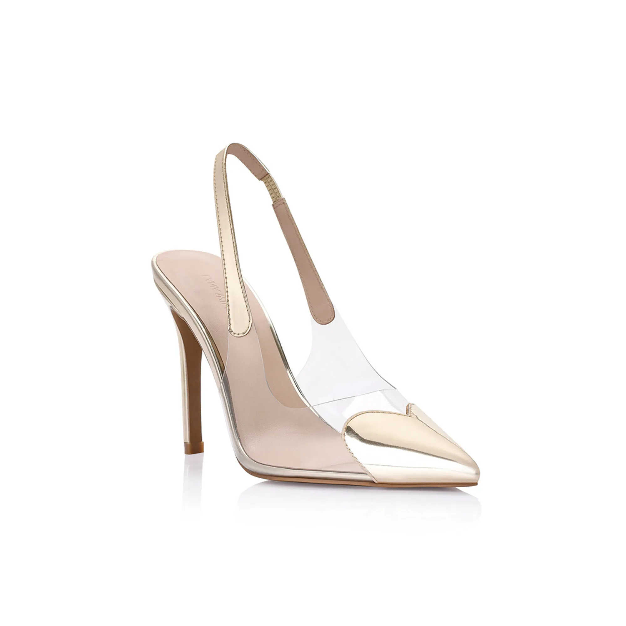 Rhiannon Pump Vinylite & Gold Metallic Patent Leather
