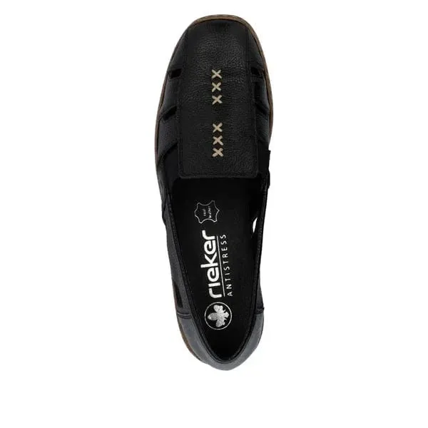 Rieker Women's Doric Woven Loafers- Black