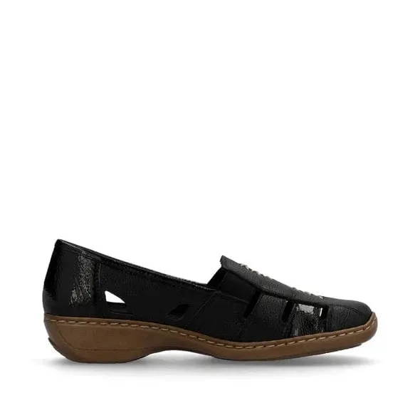 Rieker Women's Doric Woven Loafers- Black
