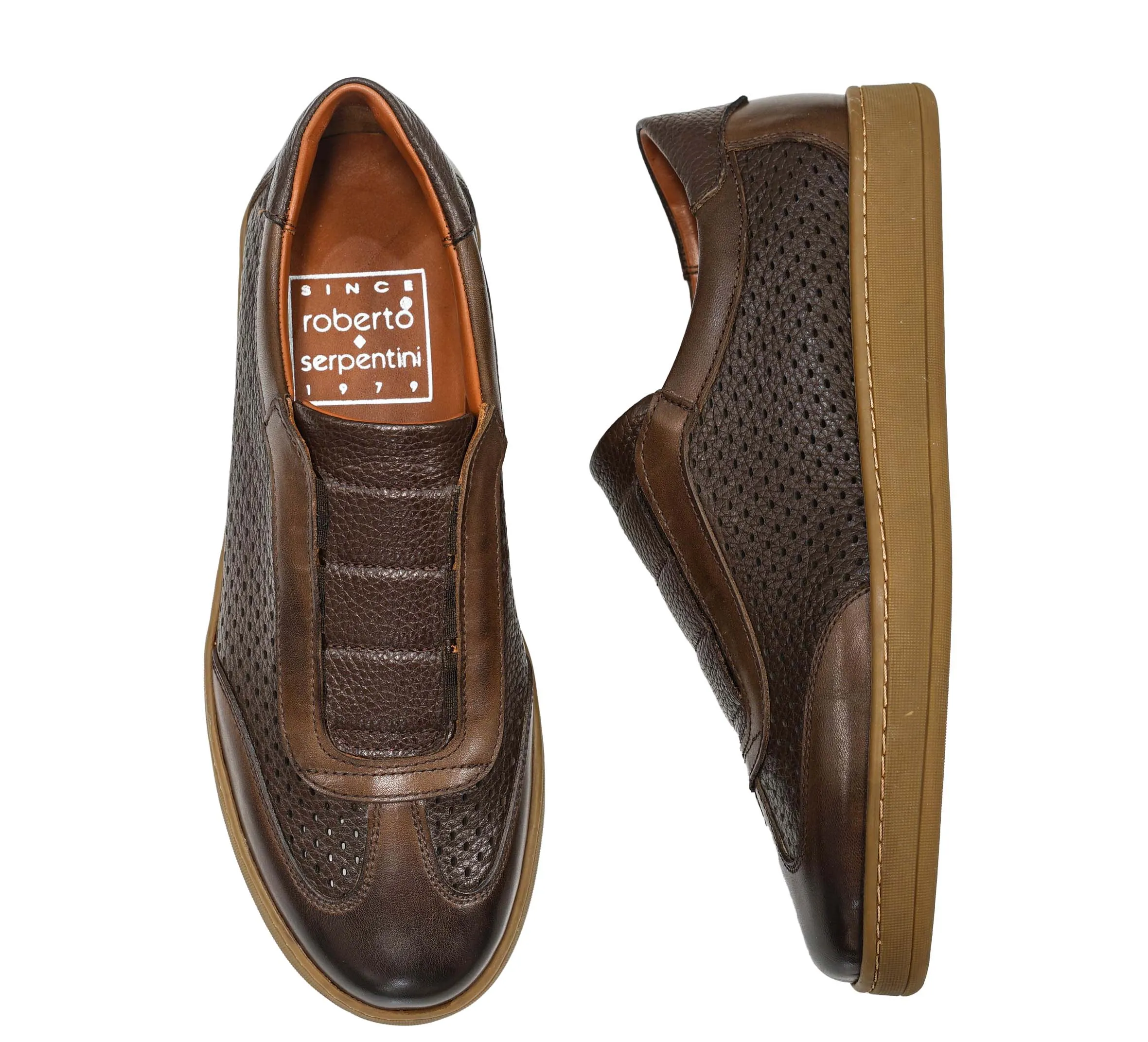 Roberto Serpentini Men's Marrone Perforated Leather Slip On M57130