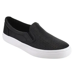 Soda Shoes Tracer Slip On Black Comfy Sneakers (8.5, Black Pu)