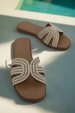 White Rhinestone Open toe Sandals