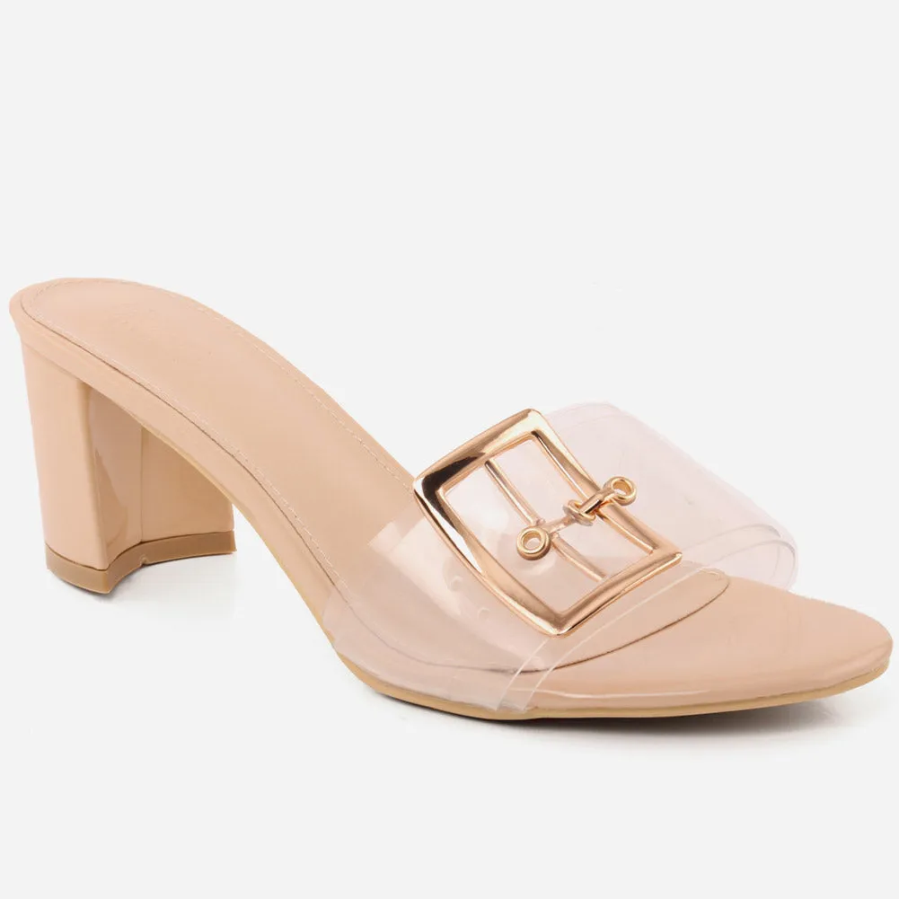 Women "LAURA" Block Heel  Slip On Sandals