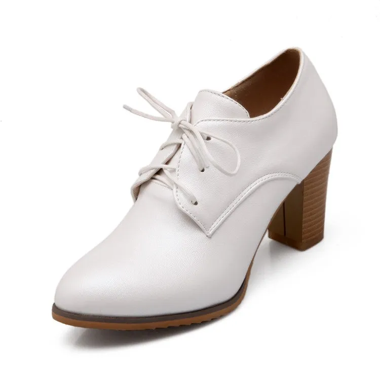 Women's Lace Up Chunky High Heels