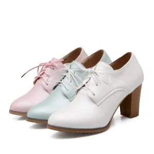 Women's Lace Up Chunky High Heels