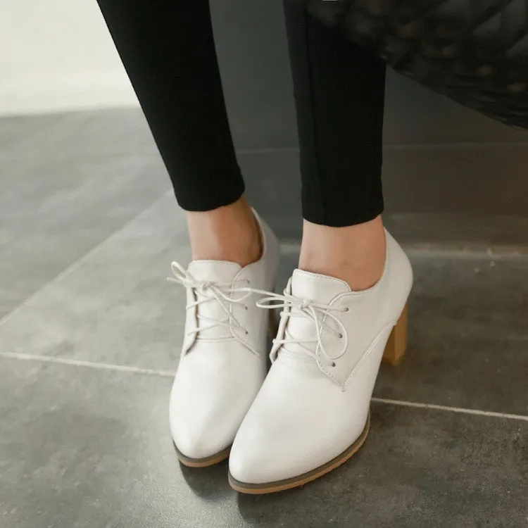 Women's Lace Up Chunky High Heels