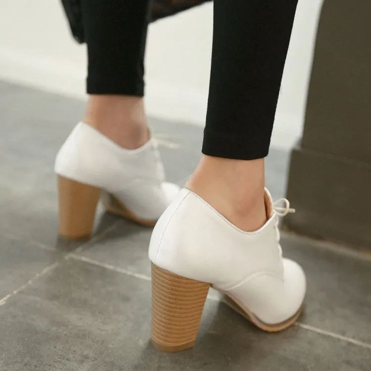 Women's Lace Up Chunky High Heels