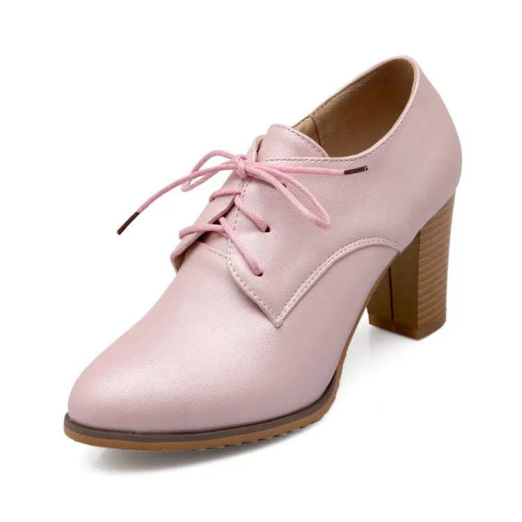 Women's Lace Up Chunky High Heels