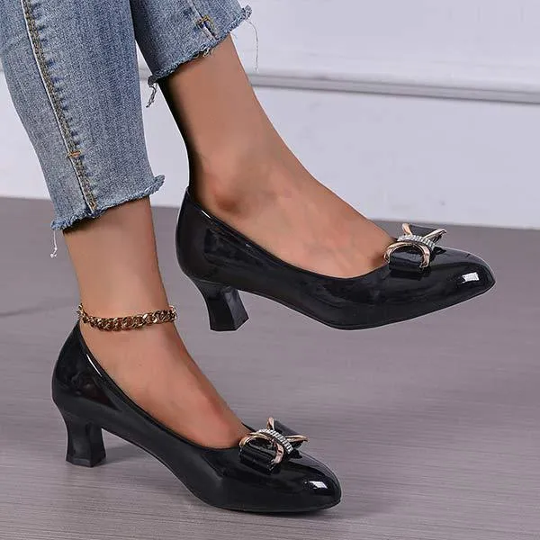 Women's Low-Heel Bowknot Shallow Slip-On Flats 30490392C
