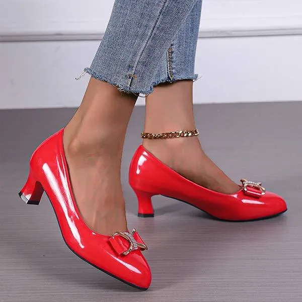 Women's Low-Heel Bowknot Shallow Slip-On Flats 30490392C