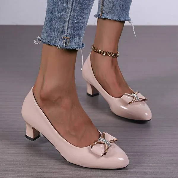 Women's Low-Heel Bowknot Shallow Slip-On Flats 30490392C