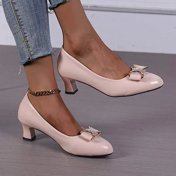 Women's Low-Heel Bowknot Shallow Slip-On Flats 30490392C