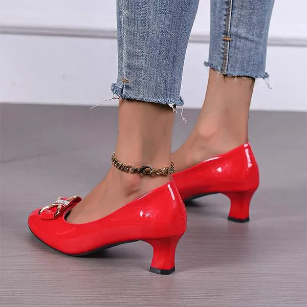 Women's Low-Heel Bowknot Shallow Slip-On Flats 30490392C