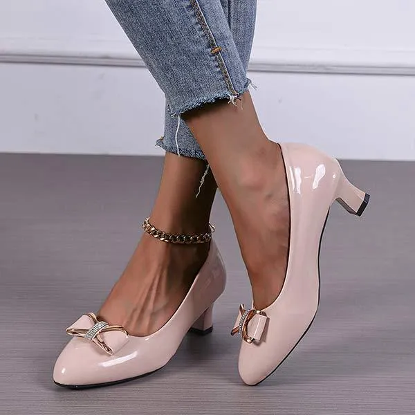Women's Low-Heel Bowknot Shallow Slip-On Flats 30490392C