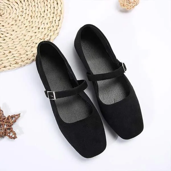 Women's Square-Toe Shallow Mouth Mary Jane Flats 83667792C