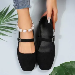 Women's Square-Toe Shallow Mouth Mary Jane Flats 83667792C