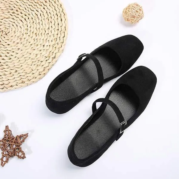 Women's Square-Toe Shallow Mouth Mary Jane Flats 83667792C