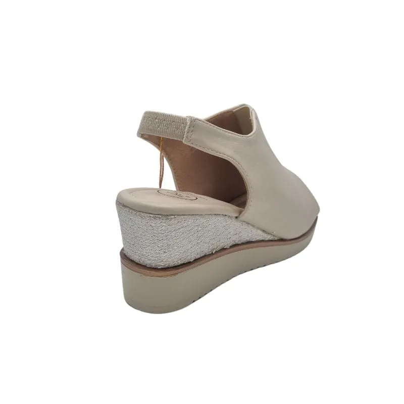 Zanni & Co Womens Beige Oatmeal Wedge Sandal - Mirfa