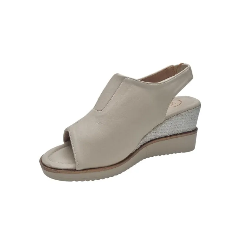 Zanni & Co Womens Beige Oatmeal Wedge Sandal - Mirfa